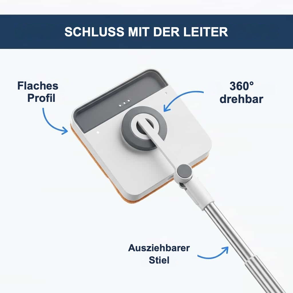 Flaches Profil, 360 Grad drehbarer Kopf und ausziehbarer Stiel