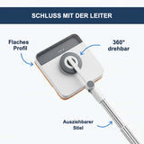 Flaches Profil, 360 Grad drehbarer Kopf und ausziehbarer Stiel